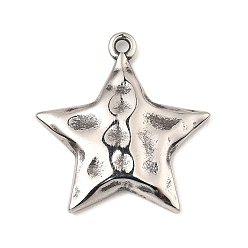 Antique Silver 304 Stainless Steel Pendants, Star Charm, Antique Silver, 29x27x3mm, Hole: 2mm