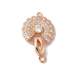 Розовое Золото Реечное покрытие латунь микро паве прозрачный кубический цирконий складные застежки, без кадмия и без свинца, долговечный, плоско-круглые, розовое золото , 28 мм, отверстие : 2 мм