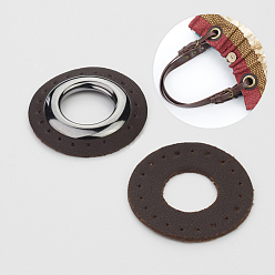 Gunmetal Imitation PU Leather Eeyelet Patch, for Bag Accessories, Gunmetal, 4.6cm, Hole: 20mm, 2pcs/set