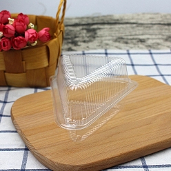 Clear Plastic Cake Slice Containers, Disposable Dessert Hinged Cake Boxes, with Lids, Triangle, Clear, 140x115x70mm, Inner Side: 110x85x70mm
