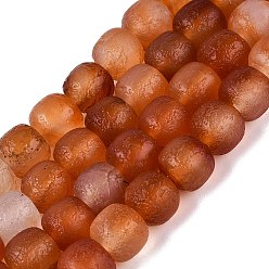 Natural Agate Natural Agate Beads Strands, Barrel, Dyed & Heated, Chocolate, 9.5x8~9mm, Hole: 0.9~1.2mm, about 40pcs/strand, 13.19~13.58 inch(33.5~34.5cm)