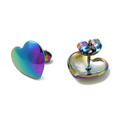 Rainbow Color Ионное покрытие (ip) 304 серьги-гвоздики из нержавеющей стали для женщин, Радуга цветов, 11x12 мм, штифты : 0.8 мм