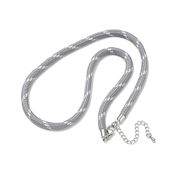 Gray Ployester Core-Wrapped Round Cord Necklace Making, with Brass Finding, Platinum, Gray, 17.72x0.18 inch(45x0.45cm)