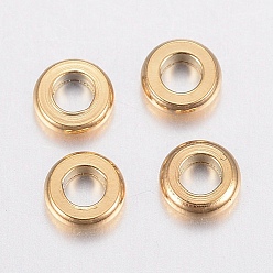 Golden Ion Plating(IP) 304 Stainless Steel Beads, Flat Round, Golden, 4x1mm, Hole: 2mm