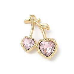 Роза Подвески из сплава и страза, вишня, золотой свет, без кадмия, без никеля и без свинца, стойки покрытие, роза, 26x19x6 мм, отверстие : 1.7 мм