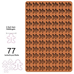 Gingerbread Man Food Grade Silicone Wax Melt Molds, For DIY Wax Seal Beads Craft Making, Camel, Gingerbread Man Pattern, 300x200mm