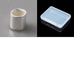 Argent 90pcs 925 perles d'espacement en argent sterling, colonne, argenterie, 1.5x1.5mm, Trou: 1mm