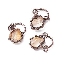 Citrine Natural Citrine Pendants, with Red Copper Tone Tin Findings, Lead & Nickel & Cadmium Free, Nuggets, 38.5x22x17mm