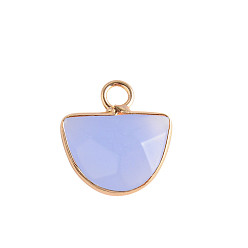 Opalite Opalite Pendants, with Golden Plated Brass Edge, Faceted, Half Round Charms, 10x13mm