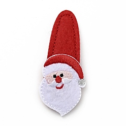 FireBrick Christmas Santa Claus Non Woven Fabric Snap Hair Clips, with Iron Clips, Hair Accessorise for Girls, FireBrick, 60x26x4.5mm