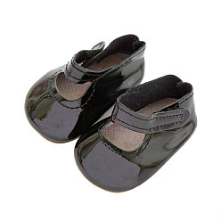 Black Imitation Leather Doll Shoes, for 18 inch American Girl Dolls Accessories, Black, 70x40x30mm