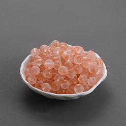 Salmon Transparent Czech Glass Beads, with Golden Foil, Round, Salmon, 10mm