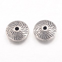 Antique Silver Tibetan Style Alloy Flat Round Beads, Cadmium Free & Lead Free, Antique Silver, 12x4.5mm, Hole: 2mm, about 580pcs/1000g