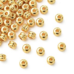 Real 18K Gold Plated SHEGRACE Flat Round Brass Beads, Column, Cadmium Free & Nickel Free & Lead Free, Real 18K Gold Plated, 4x4x3mm, Hole: 1.5mm