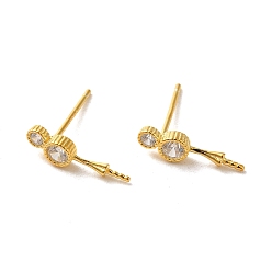 Real 18K Gold Plated 925 Sterling Silver Stud with Cubic Zirconia Earrings Findings, Number 8, Real 18K Gold Plated, 13.5x3.5mm, Pin: 11x0.7mm