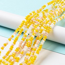 Gold Glass Beads Strands, Faceted, Rondelle, Gold, 8x6mm, Hole: 1mm, about 65~68pcs/strand, 15.7~16.1 inch(40~41cm)