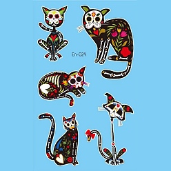 Mixed Color Day Of The Dead Theme, Luminous Removable Temporary Water Proof Tattoos Paper Stickers, Mixed Color, 12x7.5cm