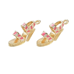 Pink Подвески из эмали и сплава, туфли на высоком каблуке прелести, стойки покрытие, золотые, розовые, 14x24x6.5 мм, отверстие : 1.6 мм