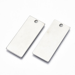 Stainless Steel Color 201 Stainless Steel Pendants, Stamping Blank Tag, Rectangle, Stainless Steel Color, 38x16x1mm, Hole: 3mm