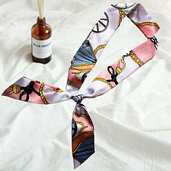 Pink Шарфы-ожерелья из напечатанной атласной ткани, розовые, 830~850x38~40 мм