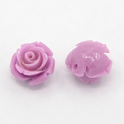 Flamingo Synthetic Coral 3D Flower Rose Beads, Dyed, Flamingo, 14~15x9mm, Hole: 1.5mm