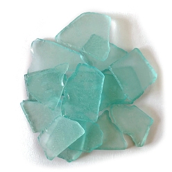 Turquoise Glass Cabochons, Large Sea Glass, Tumbled Frosted Beach Glass for Arts & Crafts Jewelry, Irregular Shape, Turquoise, 20~50mm, about 1000g/bag
