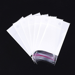 White Pearl Film Cellophane Bags, OPP Material, Self-Adhesive Sealing, with Hang Hole, Rectangle, White, 10~10.2x5cm, Unilateral Thickness: 0.045mm, Inner Measure: 5.7x5cm