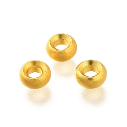 Матовый Золотой Цвет Латунные бусины, долговечный, без кадмия и без свинца, плоско-круглые, матовый золотой цвет, 5x2.5 мм, отверстие : 2 мм