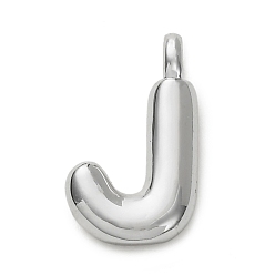 Letter J Латунные подвески, долговечный, стойки покрытие, без кадмия и без свинца, платина, буква J, 15.5x9x4.5 мм, отверстие : 2.5 мм