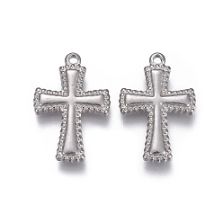 Stainless Steel Color 304 Stainless Steel Pendants, Cross, Stainless Steel Color, 18.5x13x2.5mm, Hole: 1.2mm