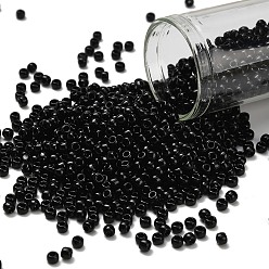 (49) Opaque Jet Тохо 6/0 круглые бусины, японский бисер, (49) непрозрачная струя, 4 мм, отверстие : 1.5 мм, Около 168 шт / 10 г