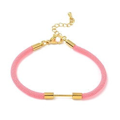 Pink Nylon Cord Bracelet Making, with Brass Beadable Bar, Golden, Pink, 6.89x0.16 inch(17.5x0.4cm)