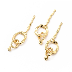 Real 18K Gold Plated Rack Plating Brass Cup Peg Bails, Lead Free & Cadmium Free, Real 18K Gold Plated, 67x18x6mm, Hole: 1mm, Pin: 0.8mm
