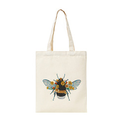 Bees DIY Reusable Shopping Bag Diamond Painting Kits, Including Resin Rhinestones, Pen, Tray & Glue Clay, Bees Pattern, 350x280mm
