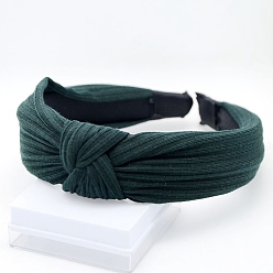 Teal Cloth Hair Bands for Women, with Plastic Finding, Knot, Teal, 30~60mm