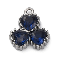 Темно-Синий Ионное покрытие (IP) 304 подвески из циркония из нержавеющей стали, цветок с подвесками в виде сердечек, реальный 18 k позолоченный, темно-синий, 11.5x10.5x3 мм, отверстие : 1.2 мм