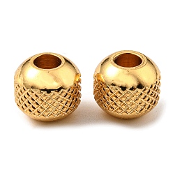 Golden 304 Stainless Steel Beads, Round with Corrugated, Golden, 8x7mm, Hole: 2.5mm