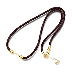 Кокосово-Коричневый 3мм круглые нейлоновые миланские шнуры для изготовления ожерелий, с латунными выводами и 303 застежками из лобстера из нержавеющей стали, золотые, долговечный, стойки покрытие, кокосового коричневый, 19.53 дюйм (49.6 см)