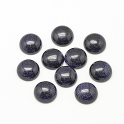 Blue Goldstone Synthetic Blue Goldstone Cabochons, Dyed, Half Round/Dome, 8x4mm