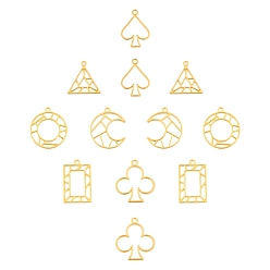 Golden 24Pcs 6 Styles Zinc Alloy Open Back Bezel Pendants, For DIY UV Resin, Epoxy Resin, Pressed Flower Jewelry, Golden, 4pcs/style