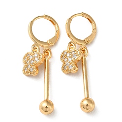 Light Gold Rhinestone Butterfly Leverback Earrings, Brass Bar Drop Earrings for Women, Light Gold, 37mm