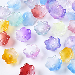 Mixed Color Transparent Spray Painted Glass Beads, Flower, Mixed Color, 7x11.5x11.5mm, Hole: 1.2mm