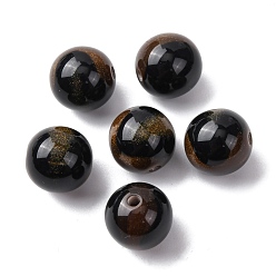 Кокосово-Коричневый Непрозрачные шарики cmолы, круглые, с блеском порошок, кокосового коричневый, 10 мм, отверстие : 1.6~1.8 мм
