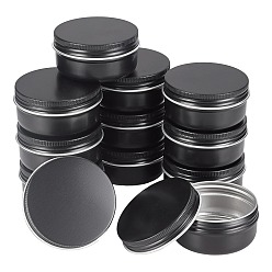 Gunmetal Round Aluminium Tin Cans, Aluminium Jar, Storage Containers for Cosmetic, Candles, Candies, with Screw Top Lid, Gunmetal, 5.95x2.85cm, Inner Diameter: 53mm, Capacity: 50ml