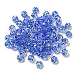 Royal Blue Electroplate Glass Beads, Rondelle, Royal Blue, 6x4mm, Hole: 1.4mm, 100pcs/bag