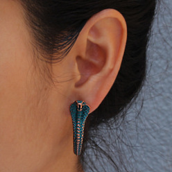 bronze Stylish Retro Snake Earrings for Women - W340 Fashionable Serpent Ear Studs and Hoops