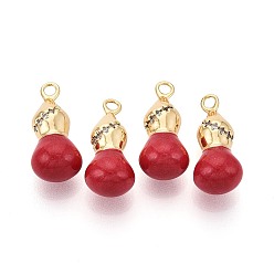 (123L) Белый крем непрозрачный блеск Латунные микропаве прозрачные подвески с фианитом, тыквенные прелести, с эмалью, реальный 18 k позолоченный, огнеупорный кирпич, 20x9x8 мм, отверстие : 2 мм