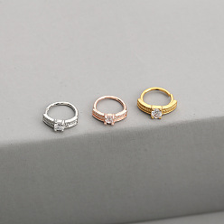 Нержавеющая Сталь Цвет 316l серьги для хряща из хирургической нержавеющей стали с микропаве из прозрачного кубического циркония, кольца для носа, плоско-круглые, цвет нержавеющей стали, 6 мм, штифты : 0.8 мм