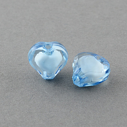 Sky Blue Transparent Acrylic Beads, Bead in Bead, Faceted, Heart, Sky Blue, 9x10x6mm, Hole: 2mm, about 1700pcs/500g