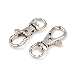 Платина Сплав поворотный Lobster Claw застежками, поворотный карабин-лобстер, шикарная ювелирная фурнитура, без кадмия и без свинца, платиновый цвет, Размер : длиной около 39 мм , шириной 17 мм , толщиной 7 мм , отверстие: шириной 6 мм, 9 мм длиной